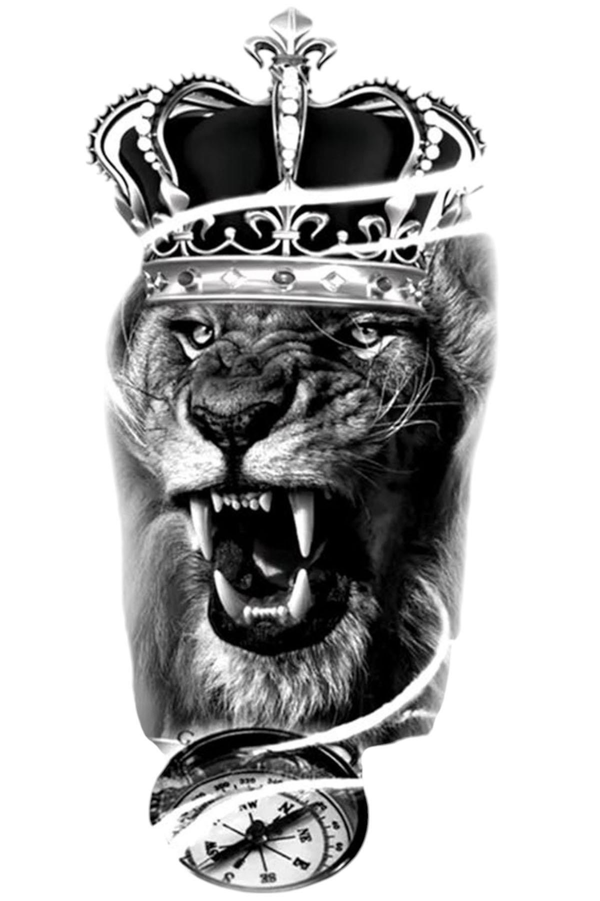 Geçici Aslan Figürlü Dövme Tattoo