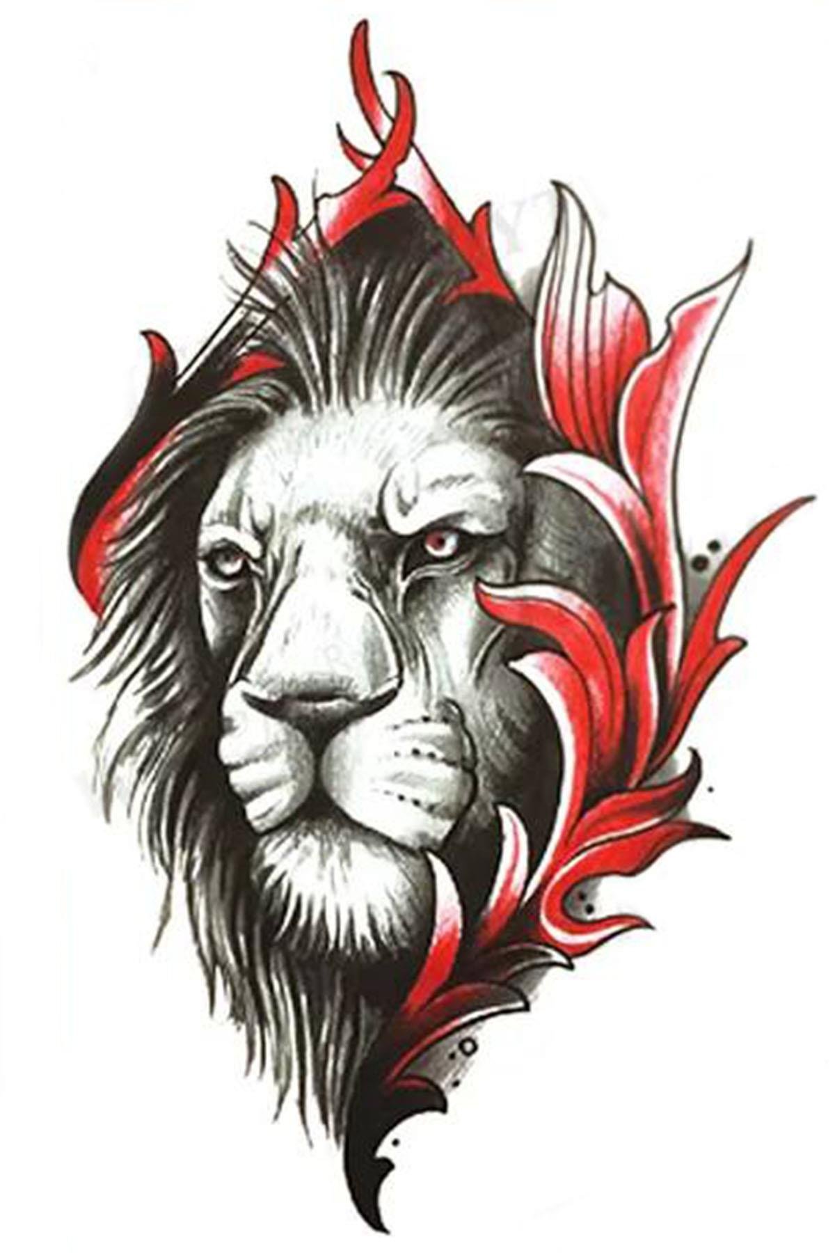 Geçici Aslan Figürlü Dövme Tattoo