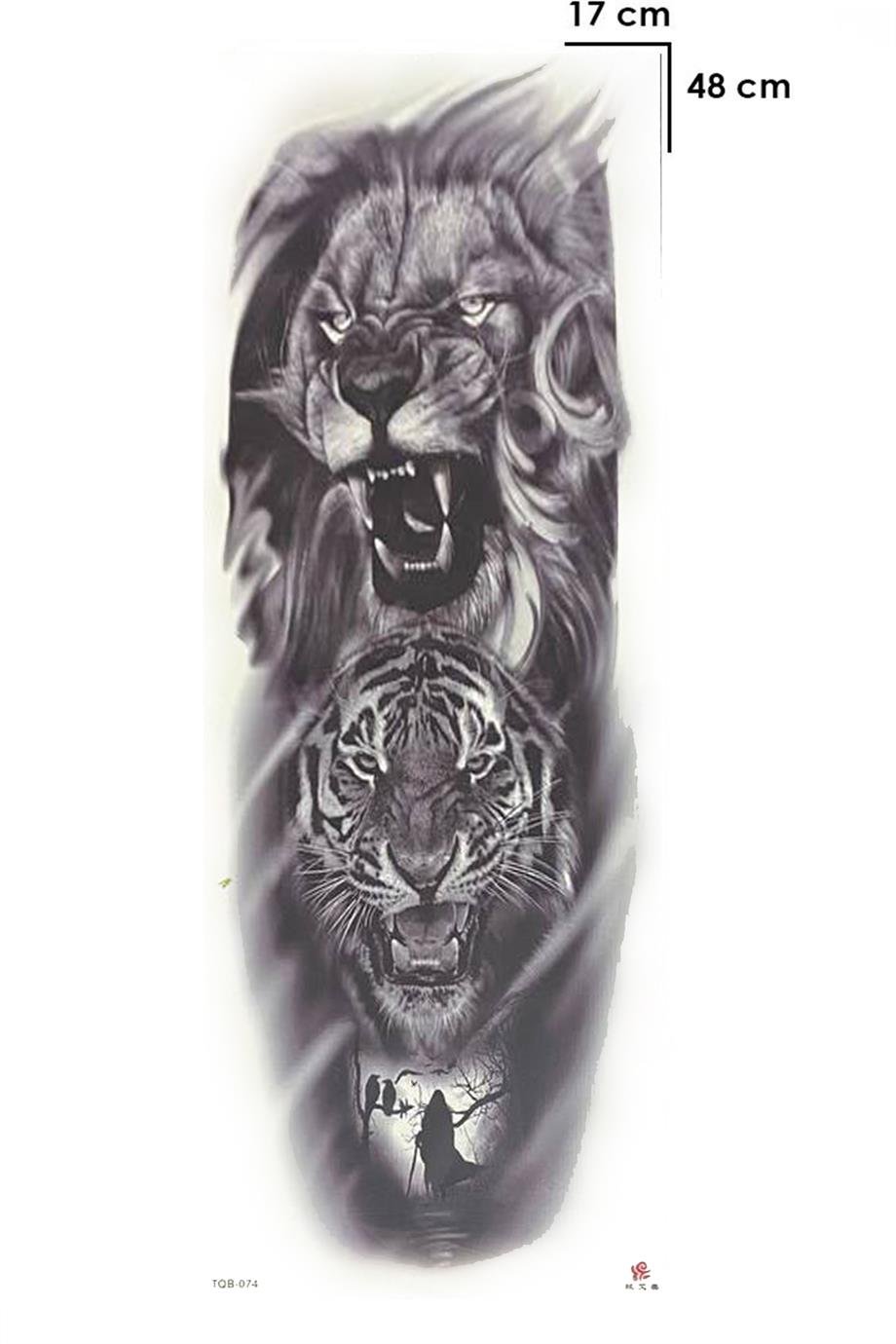 Geçici Aslan ve Kaplan Kol Dövme Tattoo