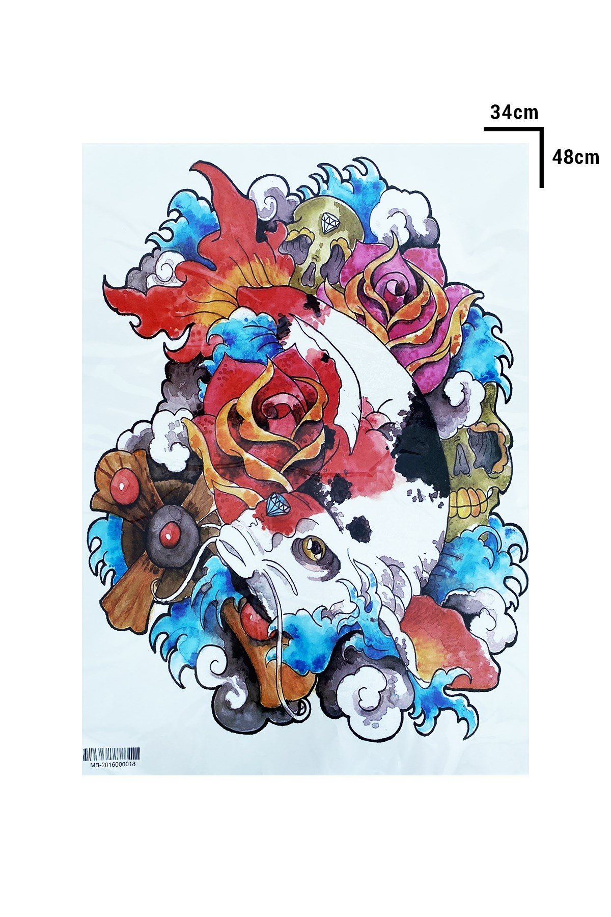 Geçici Balık Modelli Sırt Dövme Tattoo