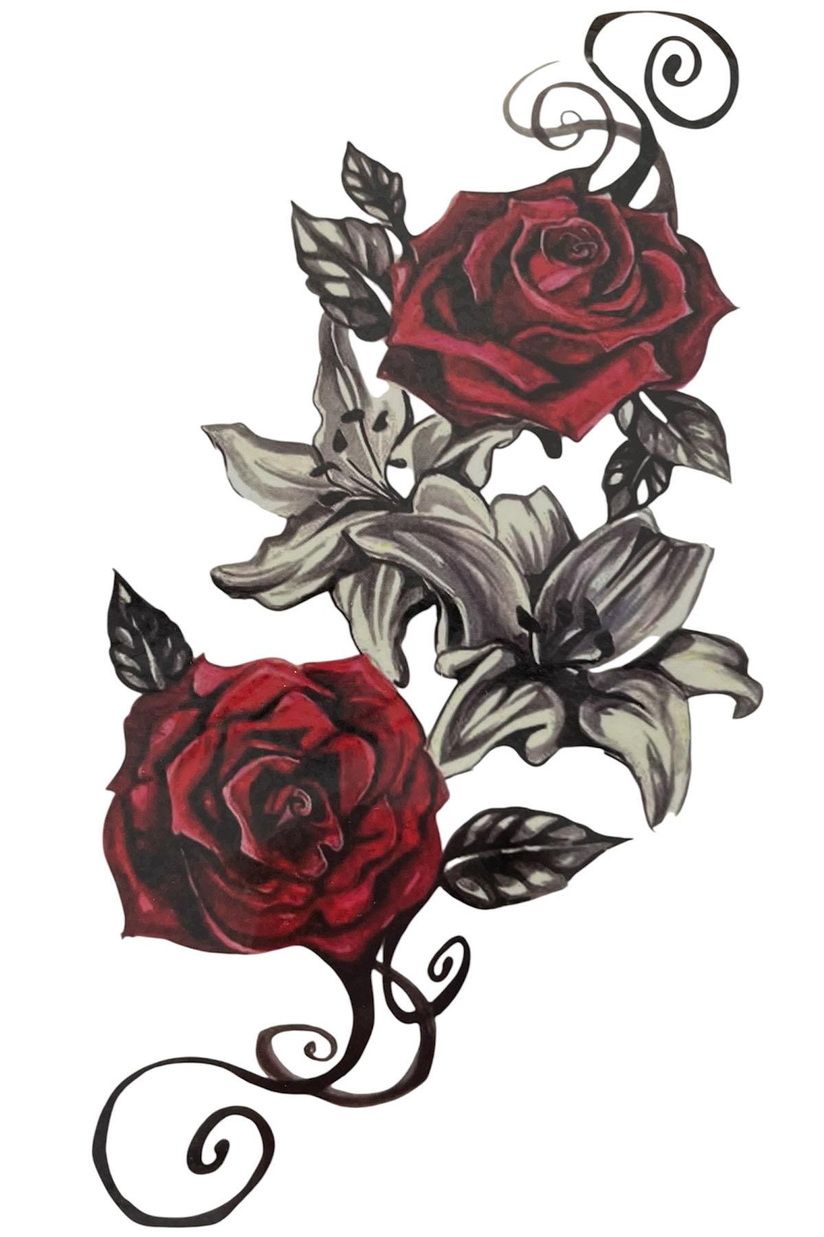 Geçici Gül Figürlü Dövme Tattoo