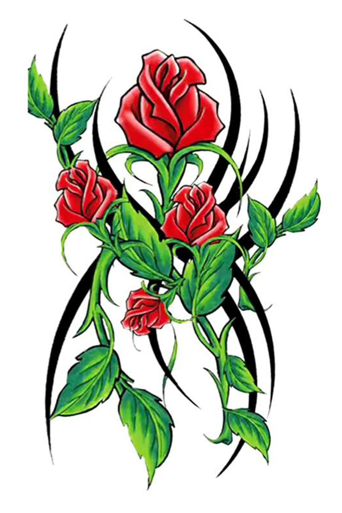 Geçici Gül Figürlü Dövme Tattoo