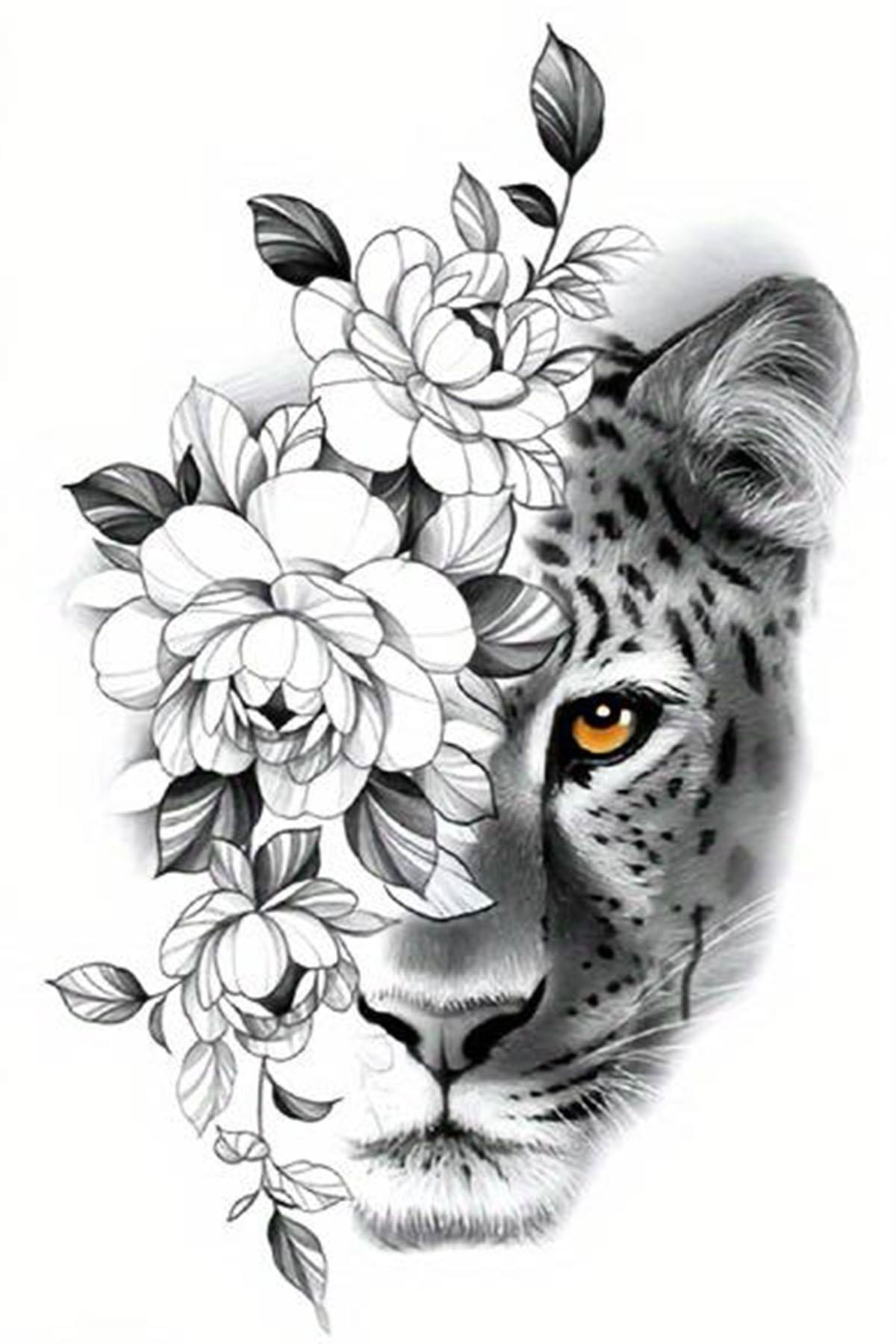 Geçici Kaplan Figürlü Dövme Tattoo