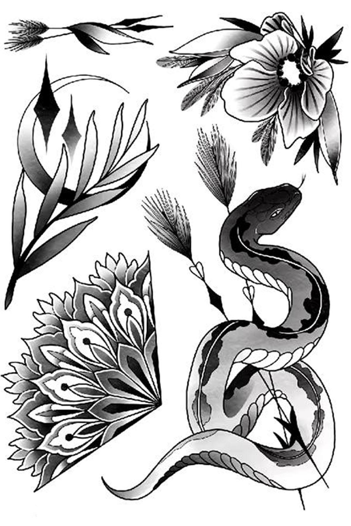 Geçici Karışık Figürlü Dövme Tattoo