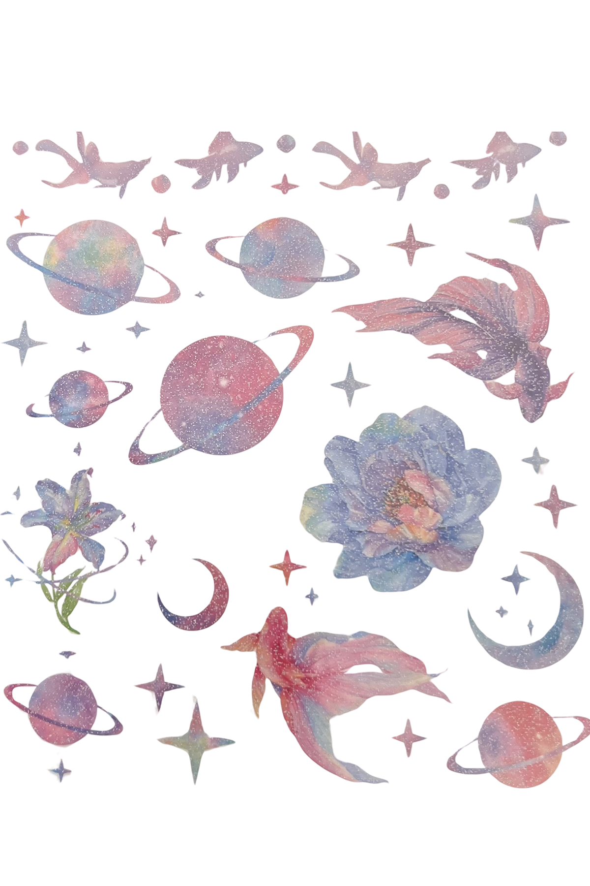 Geçici Karışık Figürlü Simli Dövme Tattoo