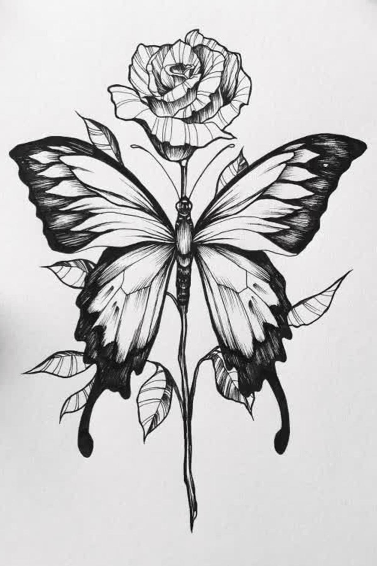 Geçici Kelebek Figürlü Dövme Tattoo