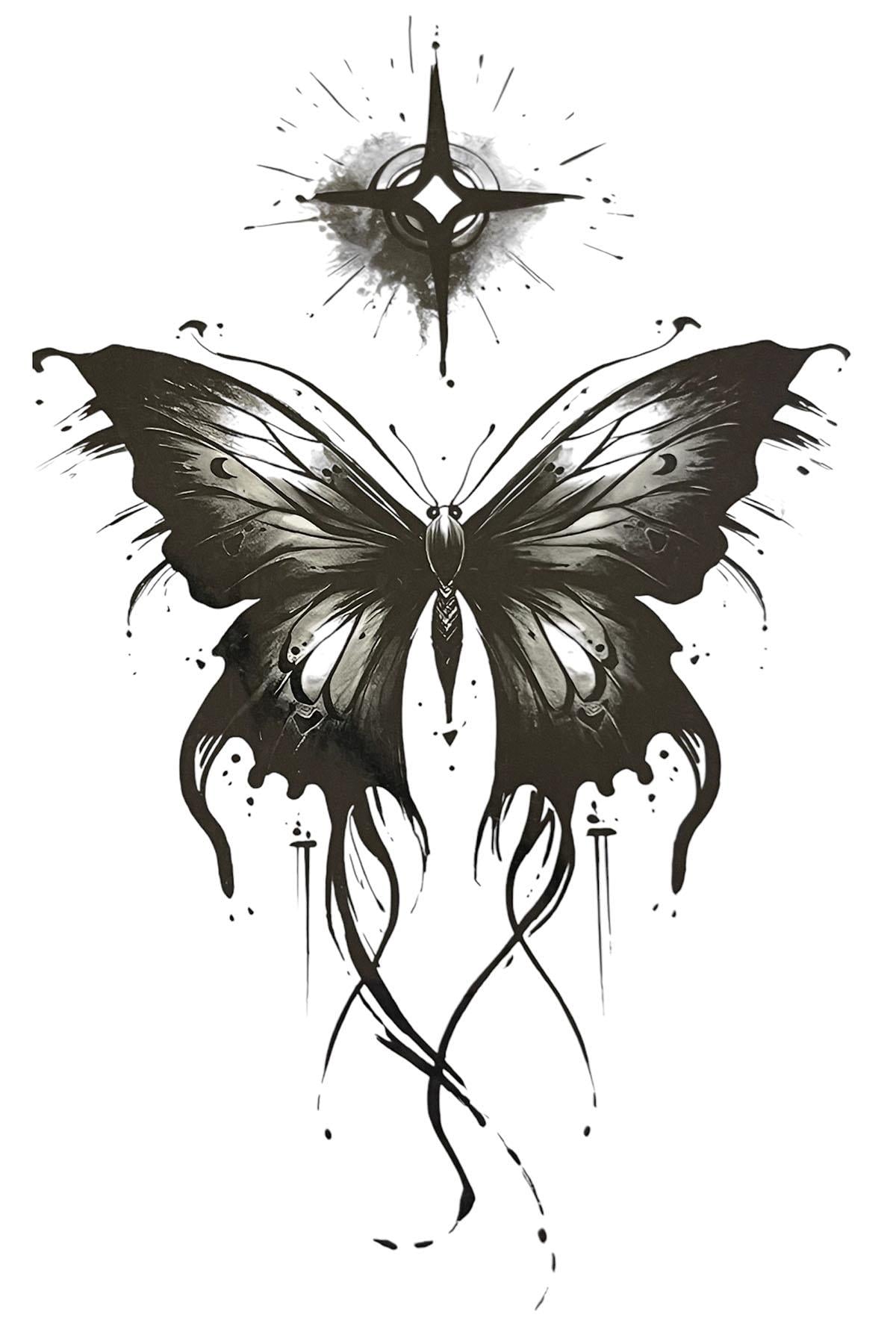Geçici Kelebek Figürlü Dövme Tattoo