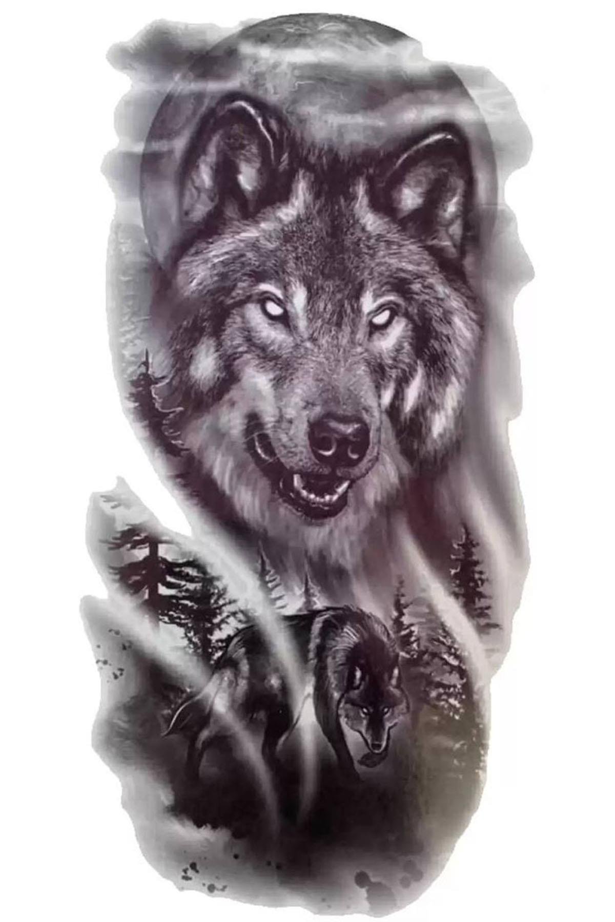 Geçici Kurt Figürlü Dövme Tattoo