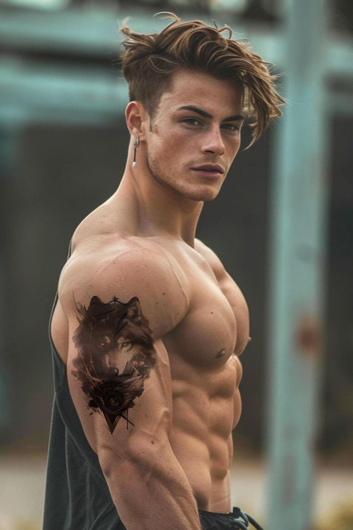 Geçici Kurt Figürlü Dövme Tattoo