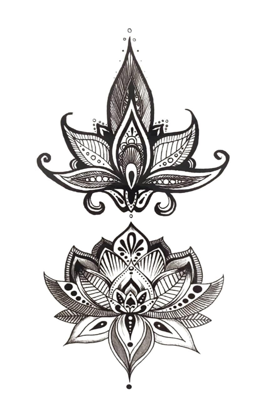 Geçici Lotus Figürlü Mini Dövme Tattoo
