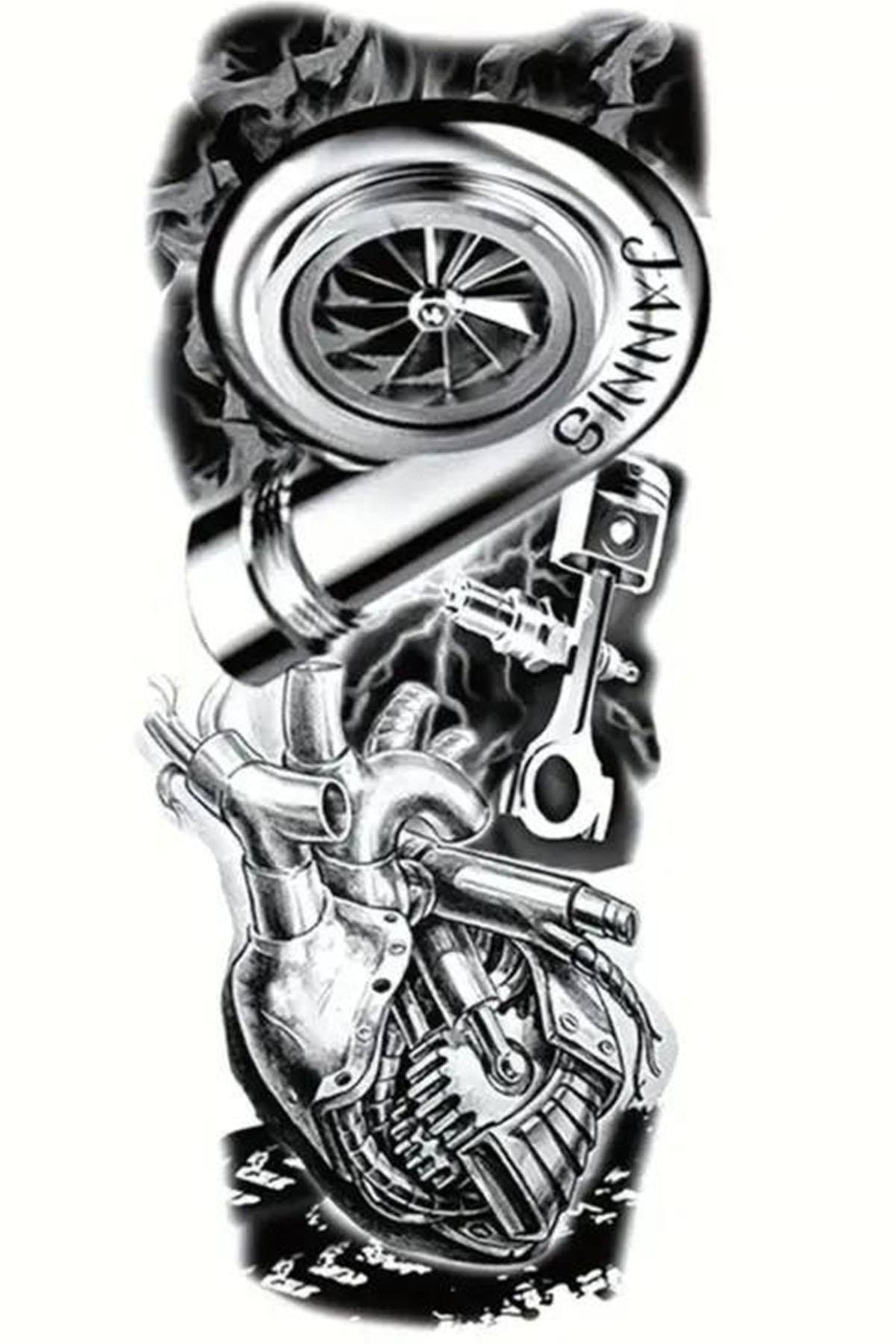 Geçici Makina Figürlü Dövme Tattoo