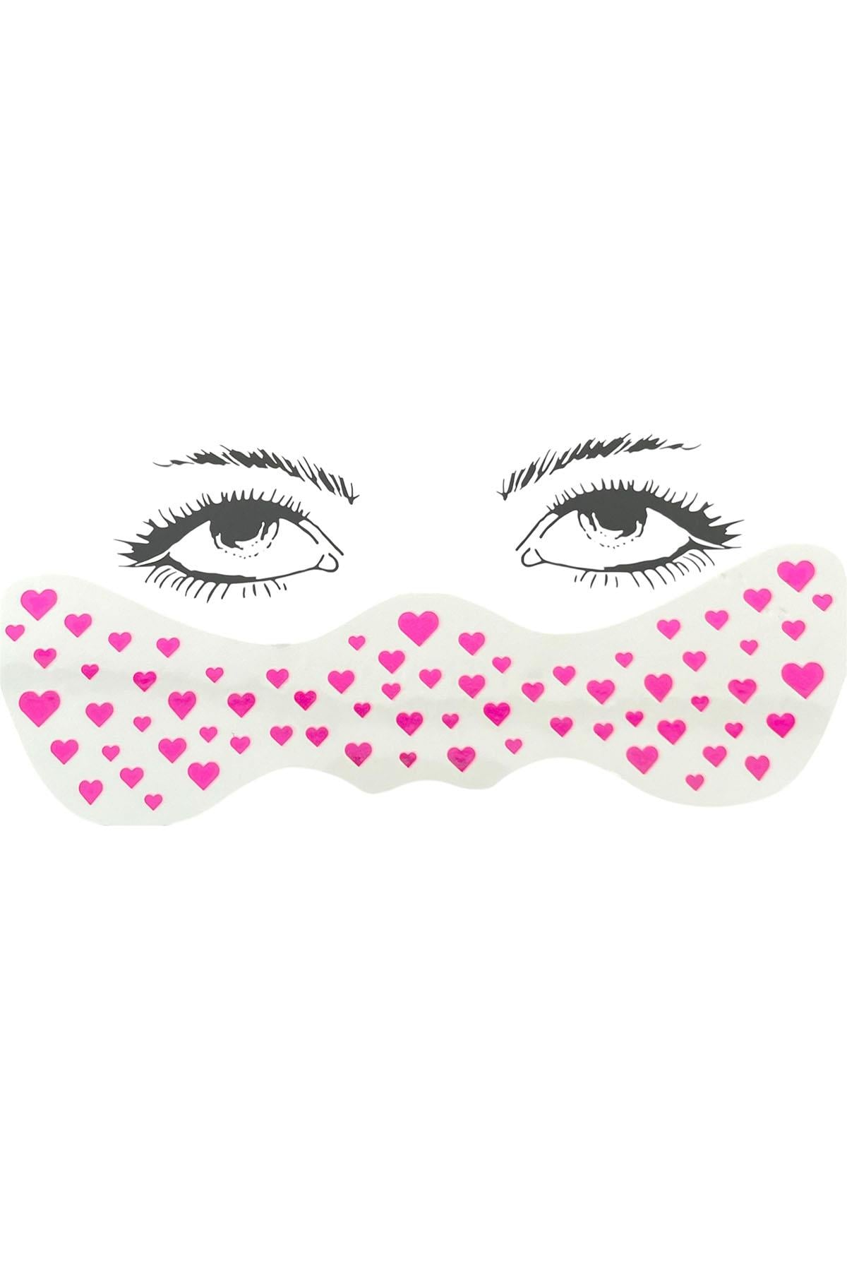 Geçici Pembe Kalp Çil Makyaj Bandı Glitter Parıltılı Simli Bant / Tattoo 