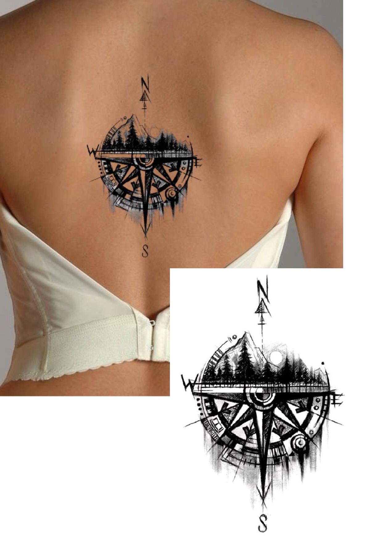 Geçici Pusula Figürlü Dövme Tattoo