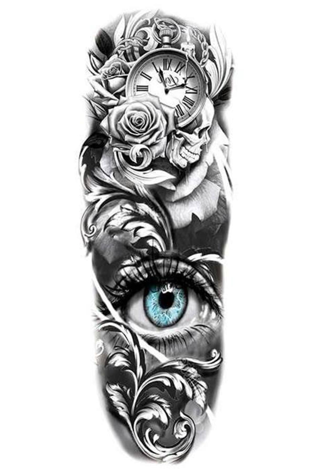 Geçici Saat Ve Göz Figürlü Dövme Tattoo