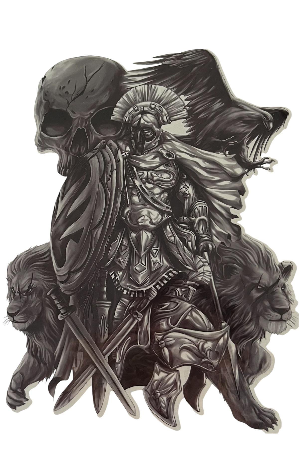 Geçici Savaşçı Figürlü Dövme Tattoo