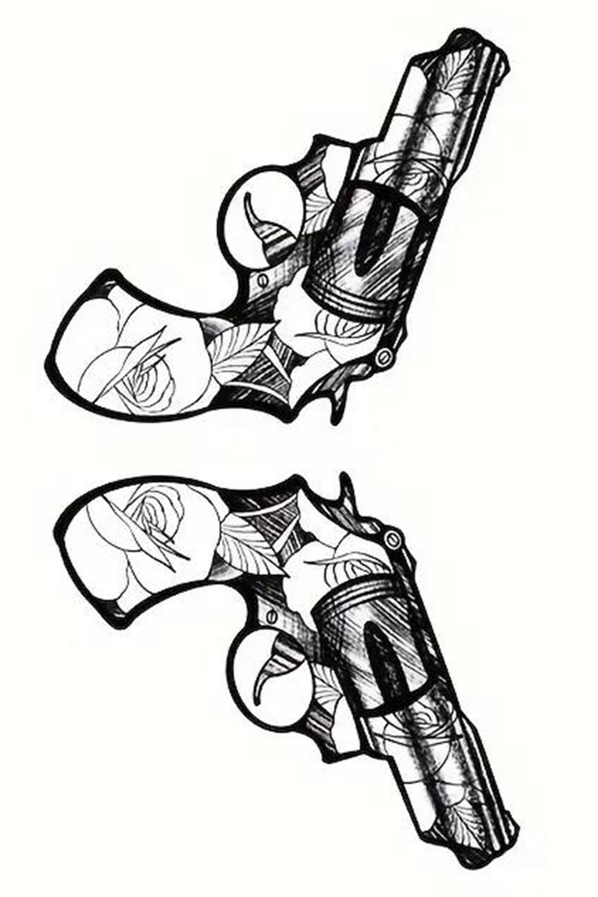 Geçici Silah Figürlü Mini Dövme Tattoo