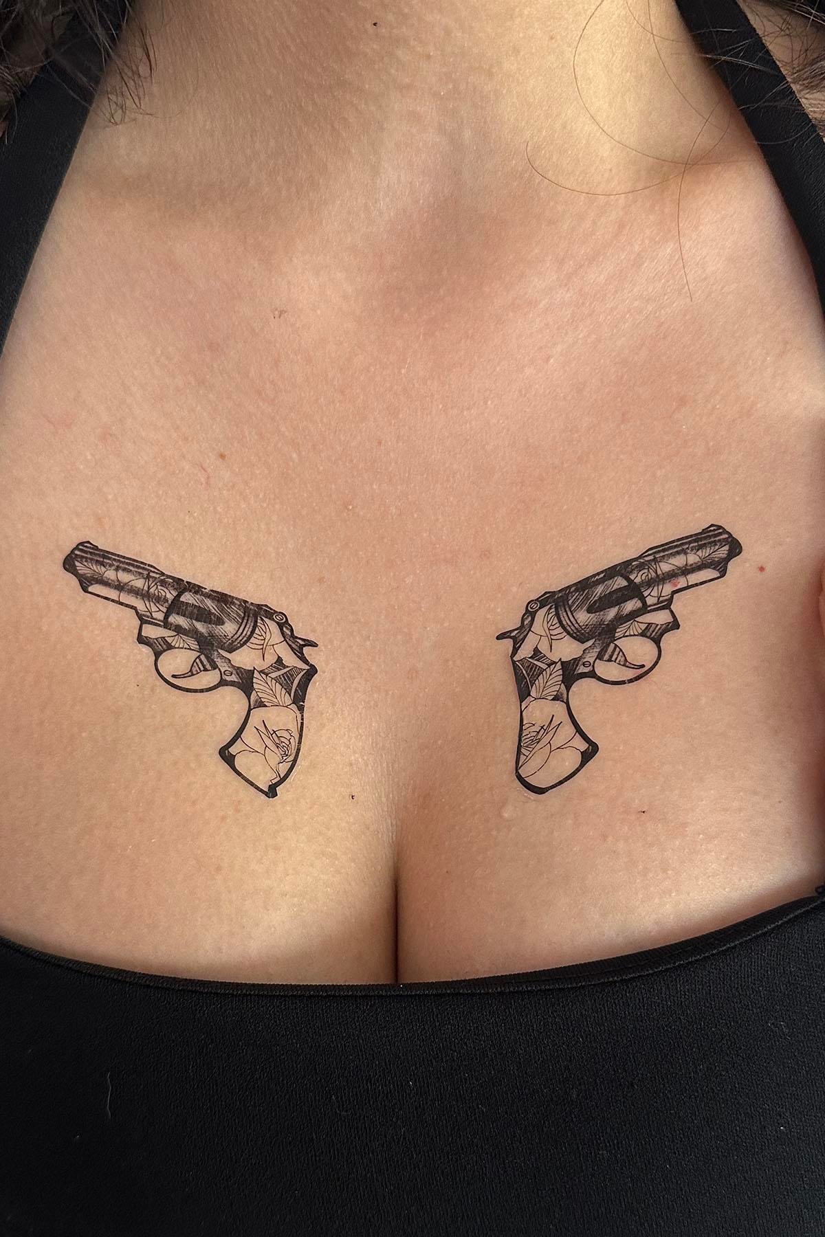 Geçici Silah Figürlü Mini Dövme Tattoo