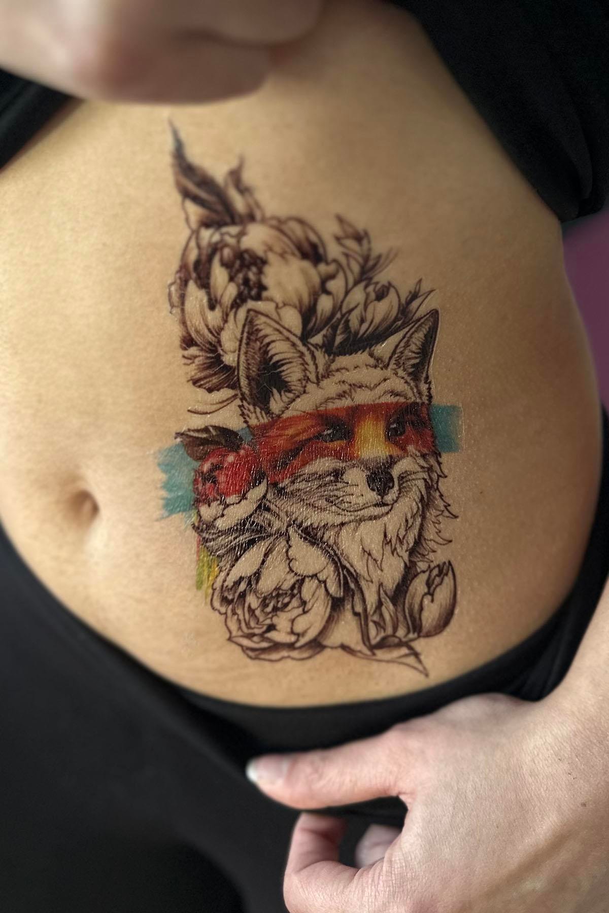 Geçici Tilki Figürlü Dövme Tattoo