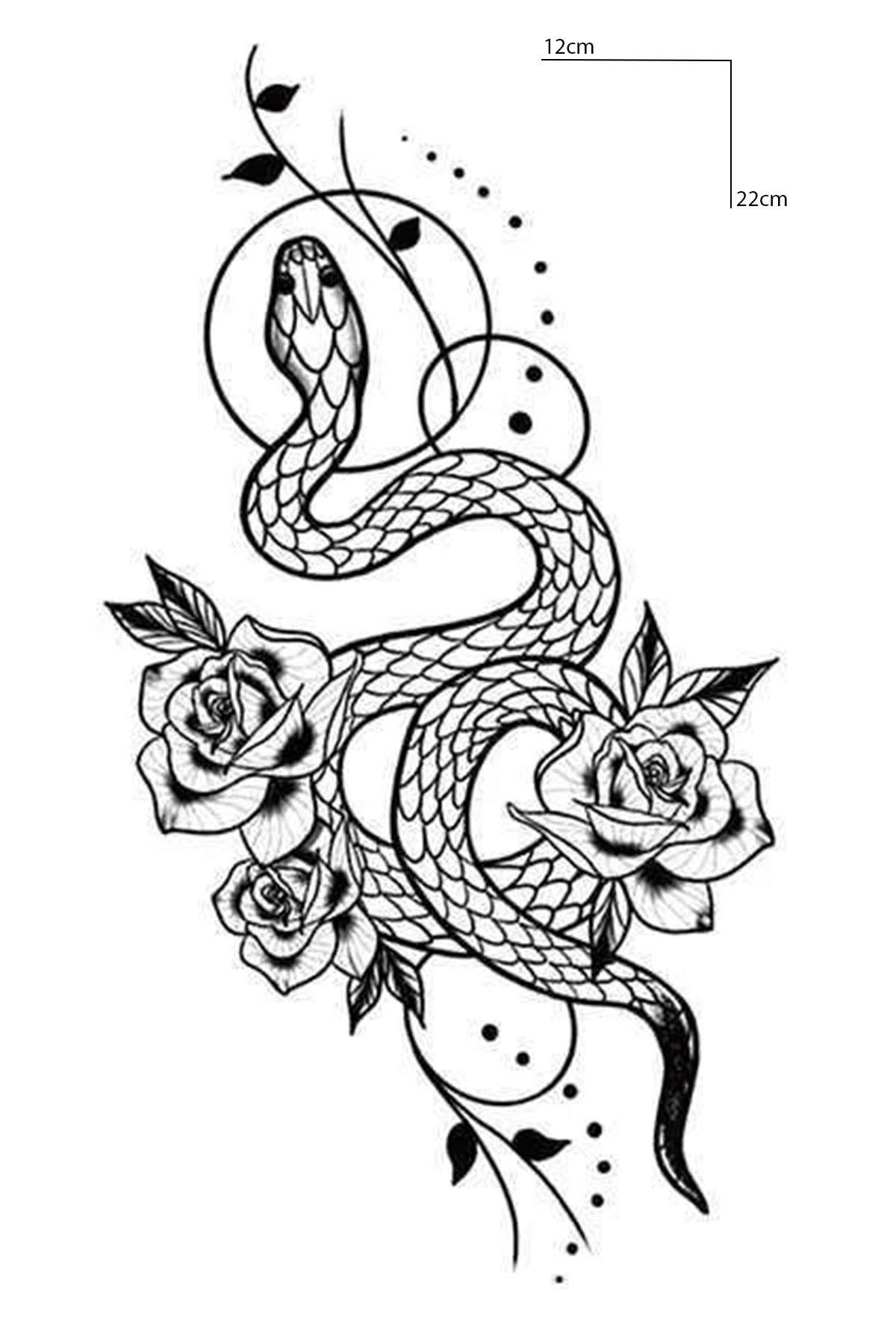 Geçici Yılan Figürlü Dövme Tattoo