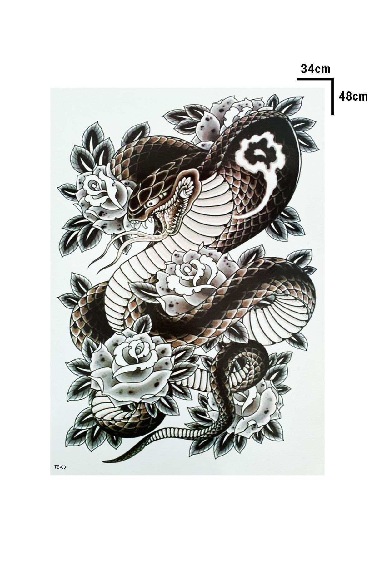 Geçici Yılan ve Gül Modelli Dövme Tattoo