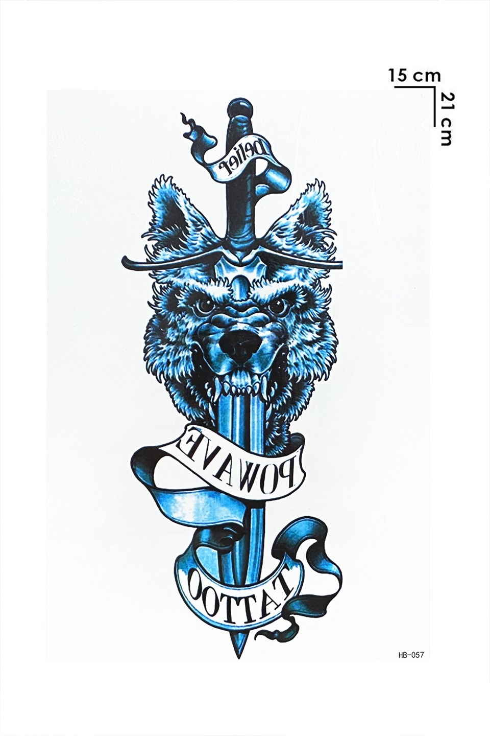 Gerçekçi Geçici Kılıç ve Kurt Kafası Dövme Tattoo