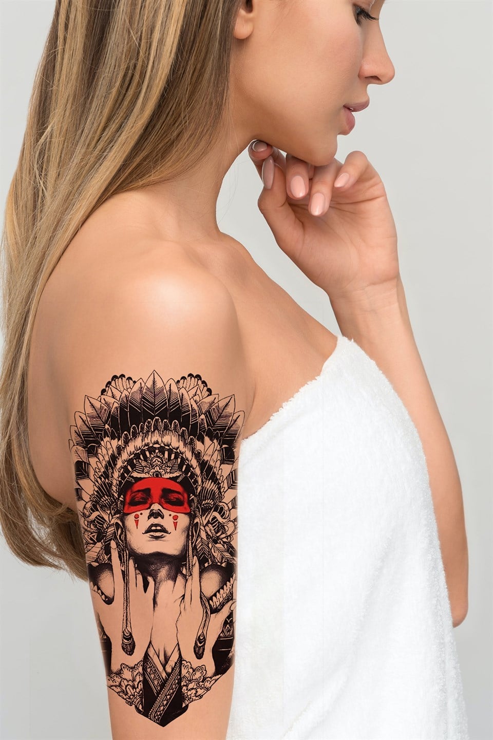 Gerçekçi Geçici Kızılderili Kadın Dövme Tattoo