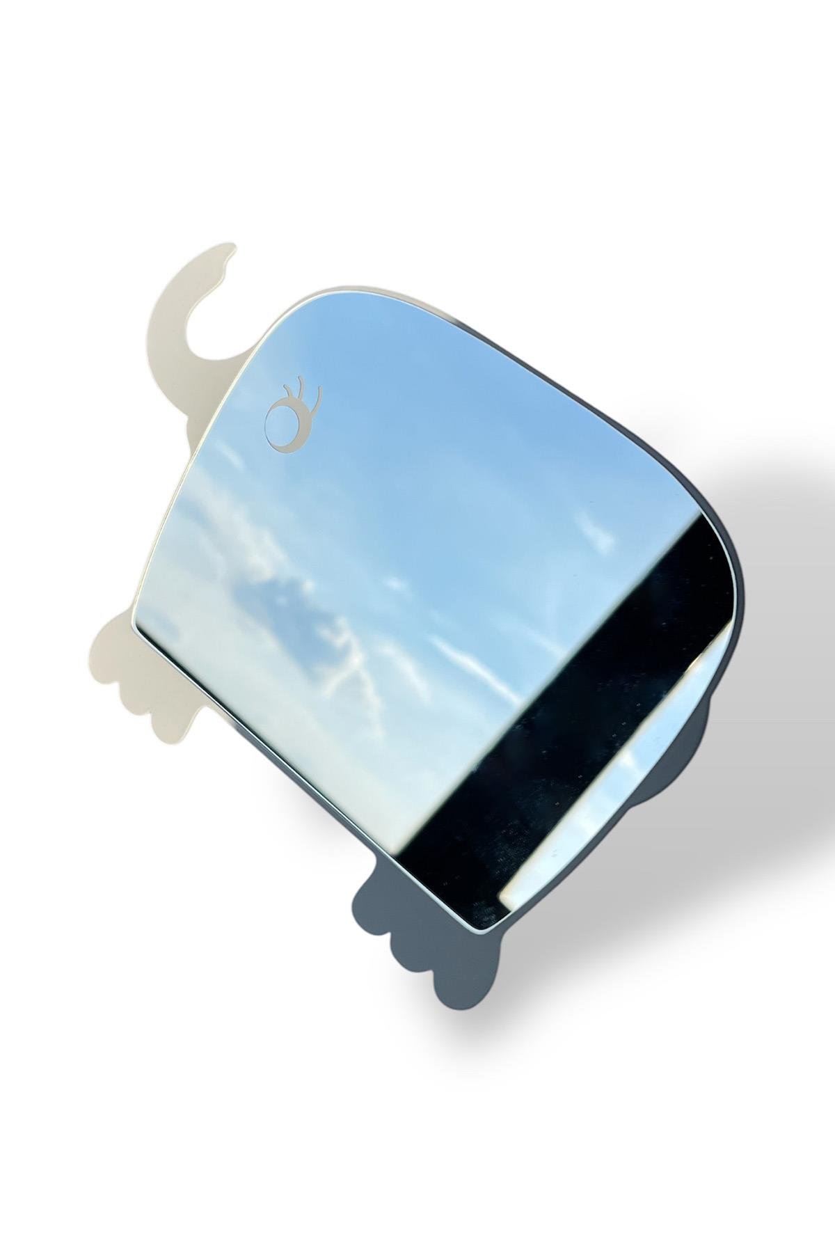 Gri Renk Fil Figürlü Masa Aynası