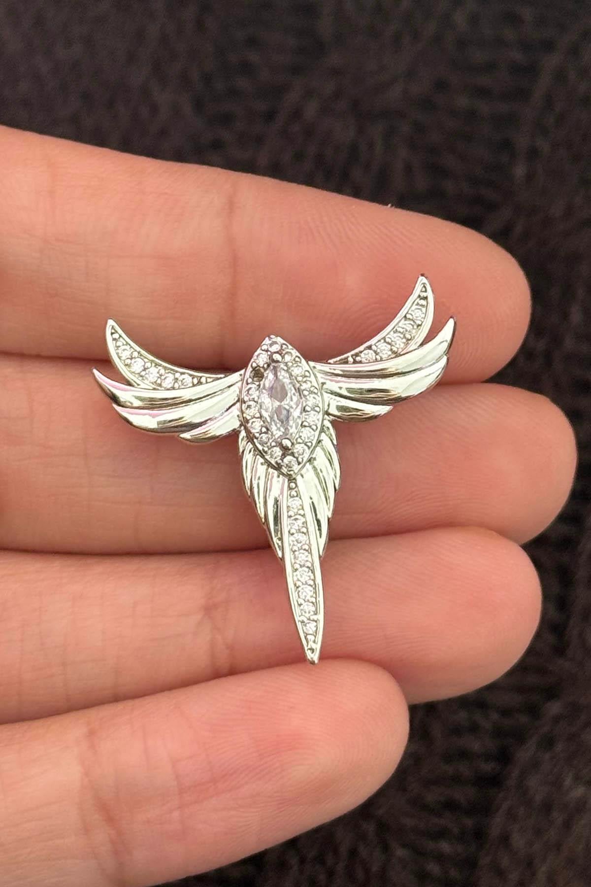 Gümüş Renk Anka Kuşu Figürlü Taş Detaylı Ajda Charm / Kolye/ Bileklik Ucu