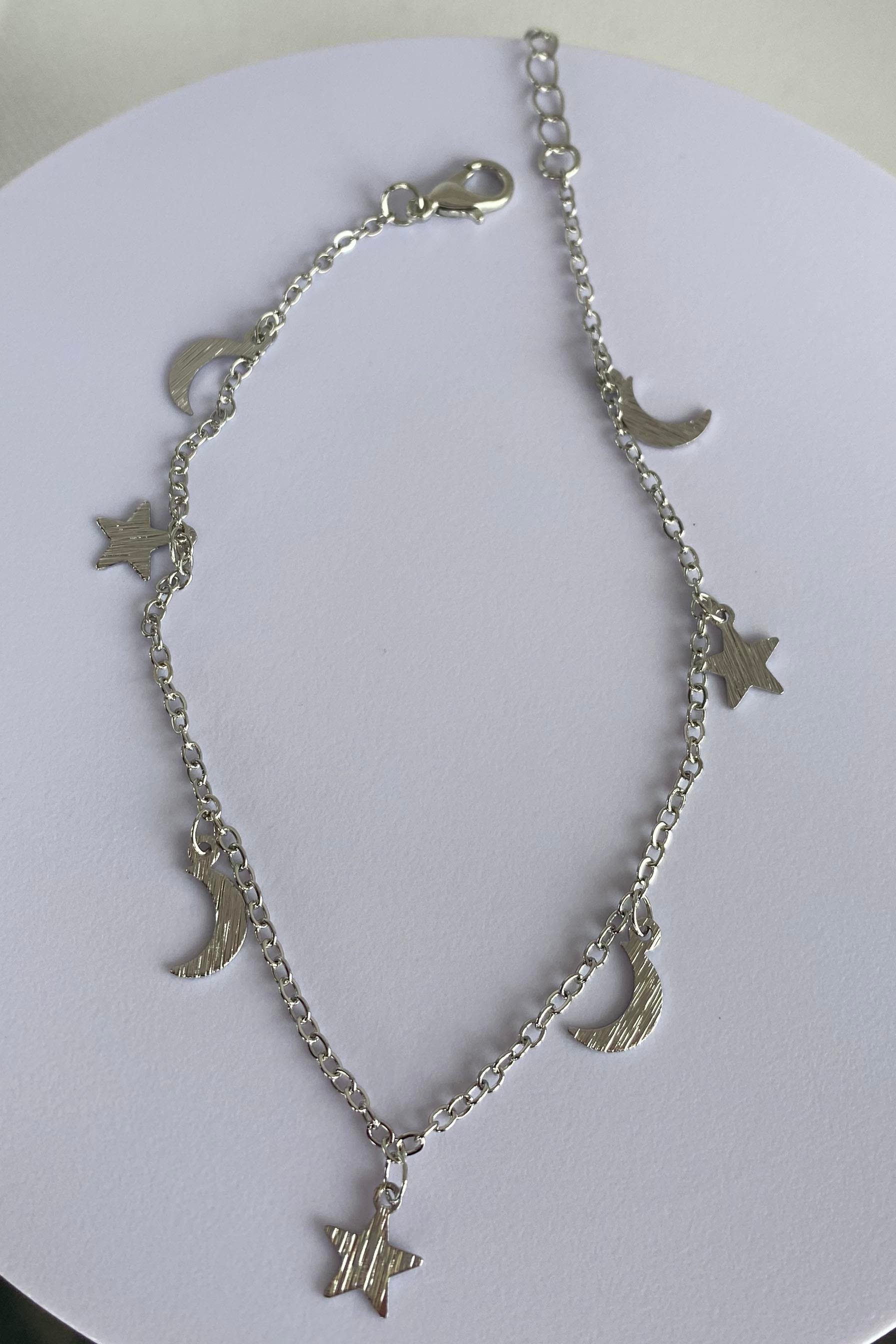 Gümüş Renk Ay Ve Yıldız Figürlü Halhal 