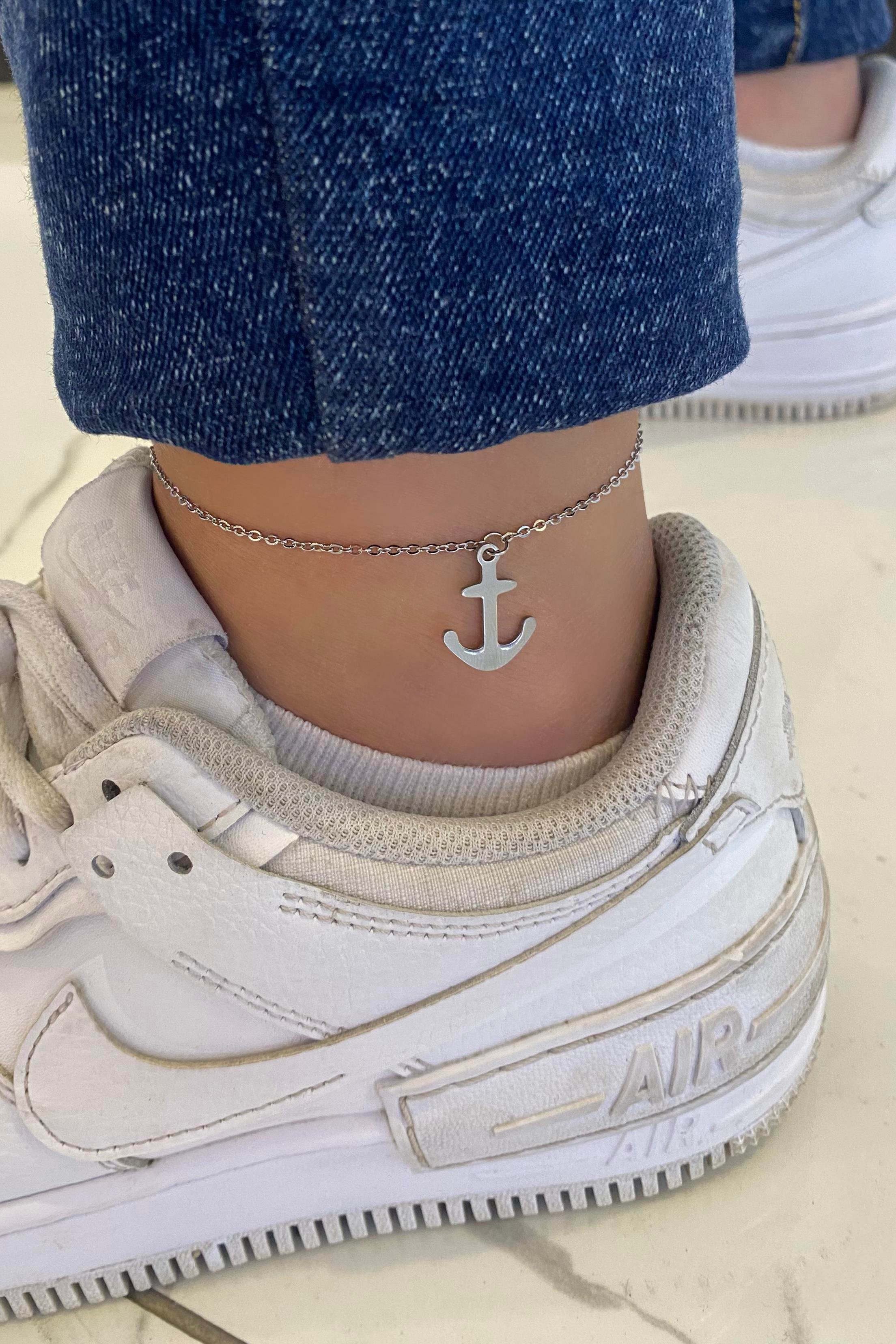 Gümüş Renk Çapa Figürlü Çelik Halhal