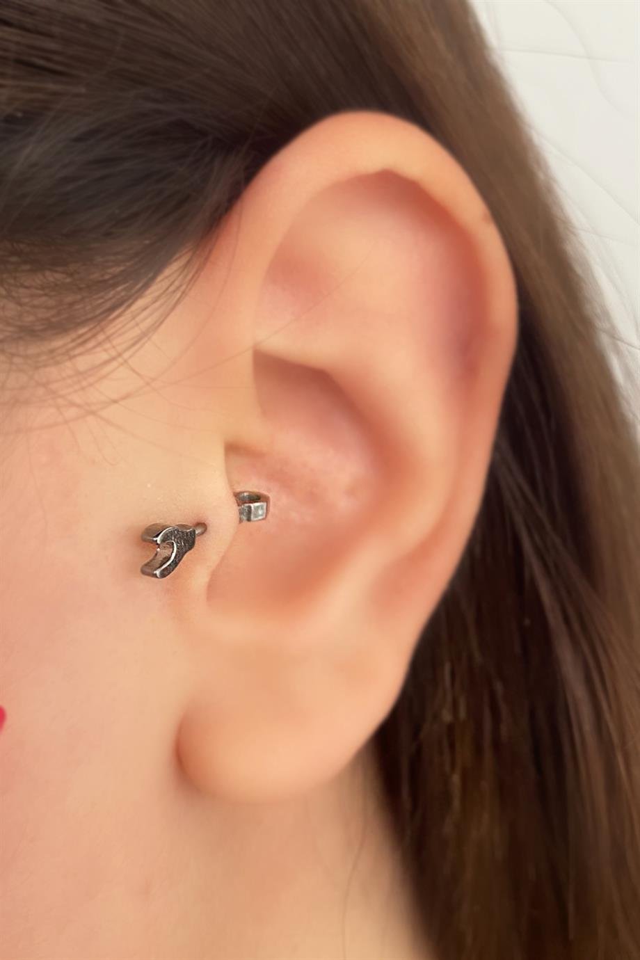 Gümüş Renk Cerrahi Çelik Anahtar Figürlü Tragus/Kıkırdak Küpe/Piercing (Tek)