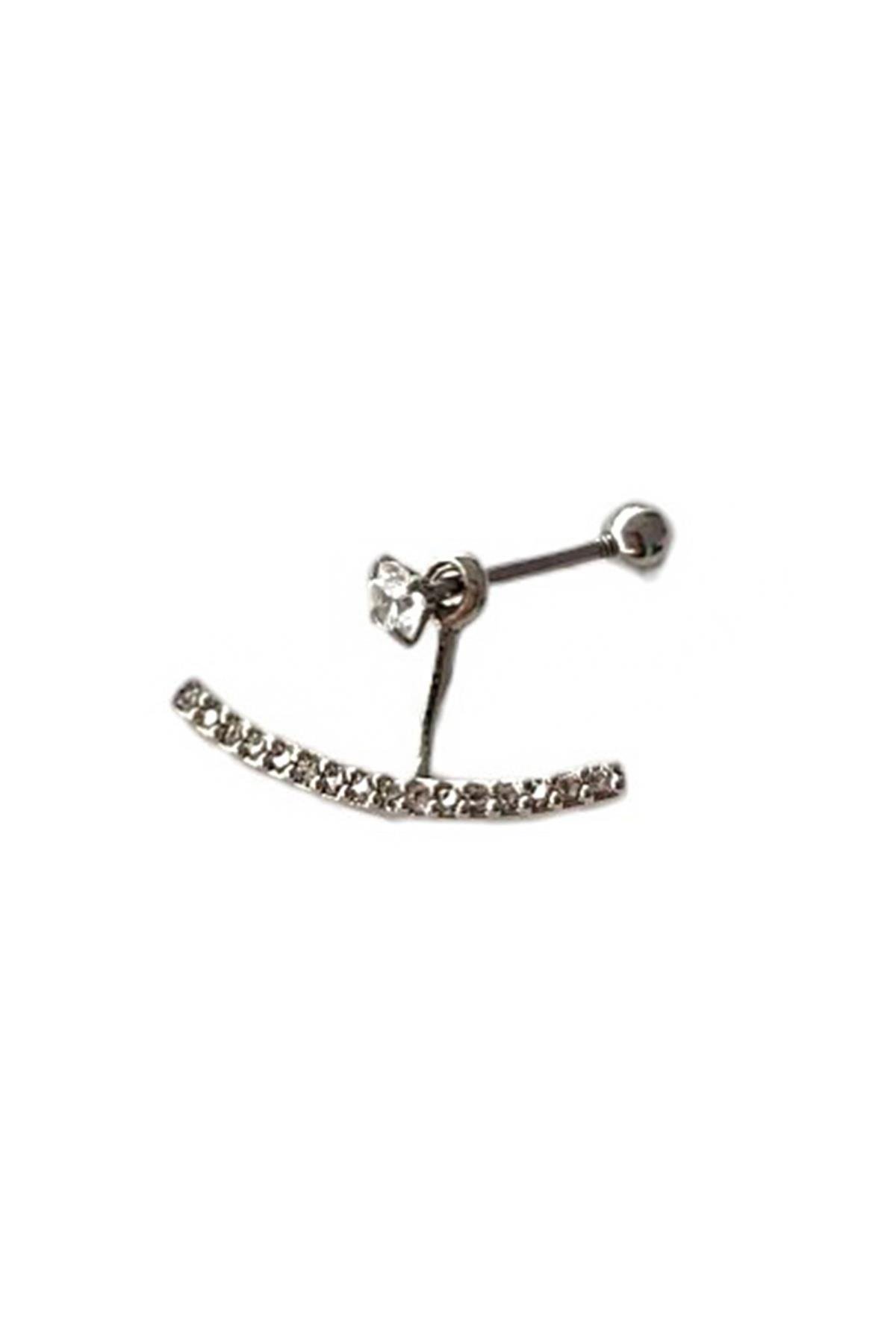 Gümüş Renk Cerrahi Çelik Tragus/Kıkırdak Küpe/Piercing (Tek