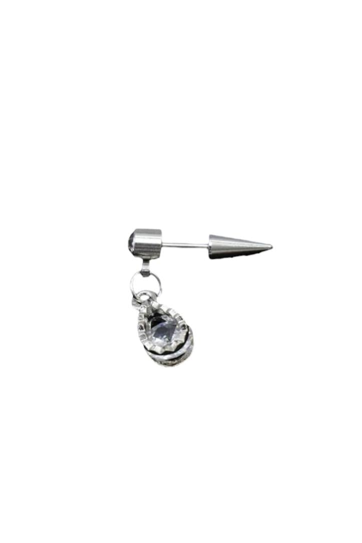 Gümüş Renk Damla Taşlı Çelik Piercing (Tek)