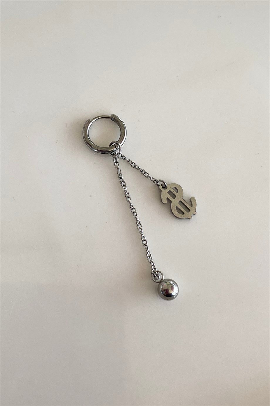 Gümüş Renk Dolar Figürlü Unisex Çelik Küpe (Tek)