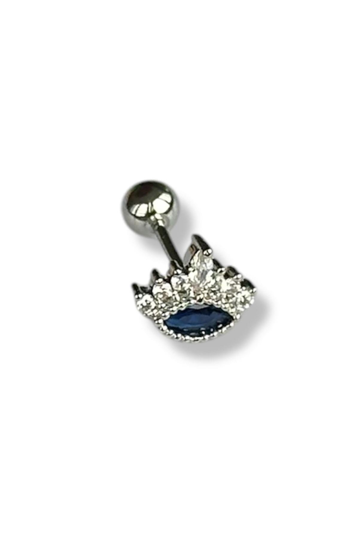 Gümüş Renk Göz Figürlü Çelik Tragus/Kıkırdak Küpe/Piercing (Tek)