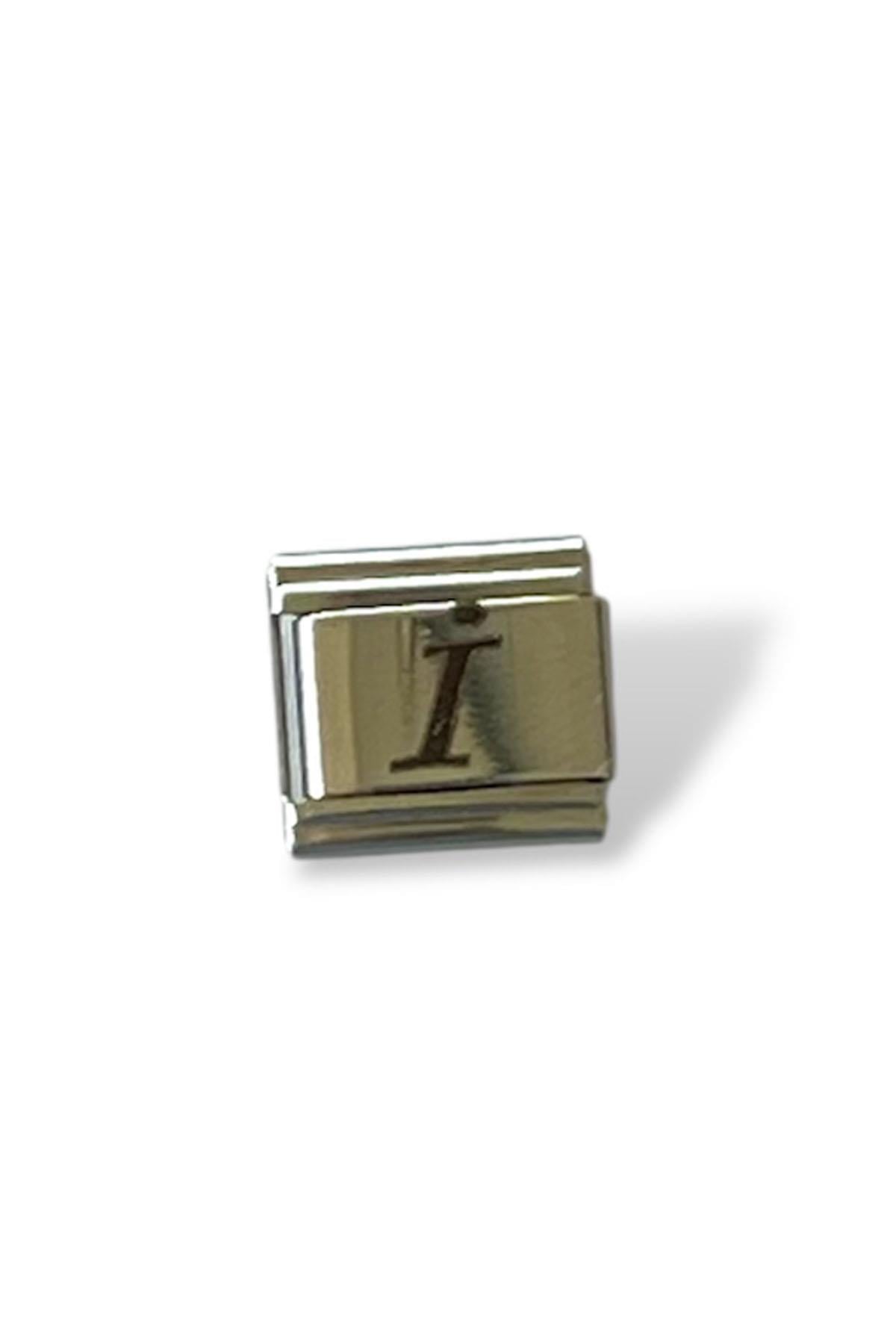 Gümüş Renk İ Harf Çelik Nomination Charm (Tek)