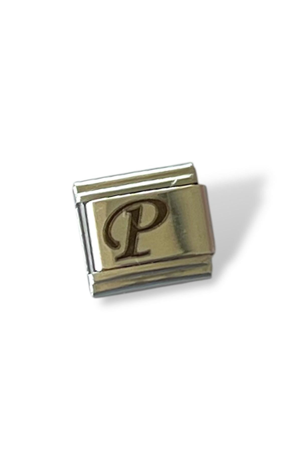 Gümüş Renk P Harf Çelik Nomination Charm (Tek)