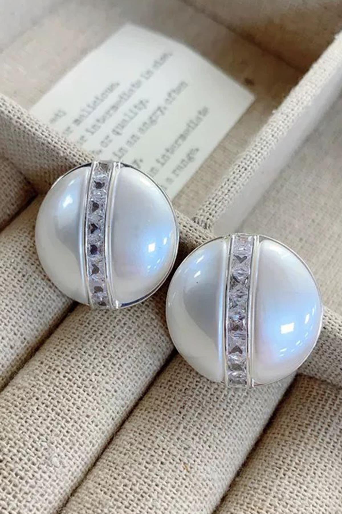 Gümüş Renk Taş Detaylı Abiye Küpe (Çift)