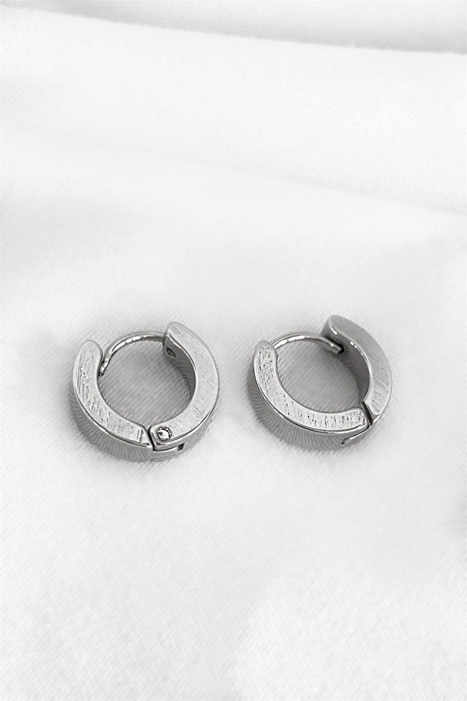 Silver Color Unisex Hoop Earrings