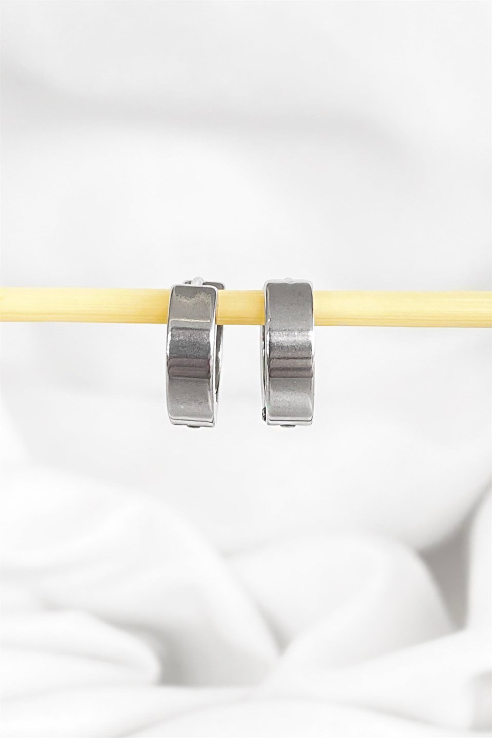 Silver Color Unisex Hoop Earrings