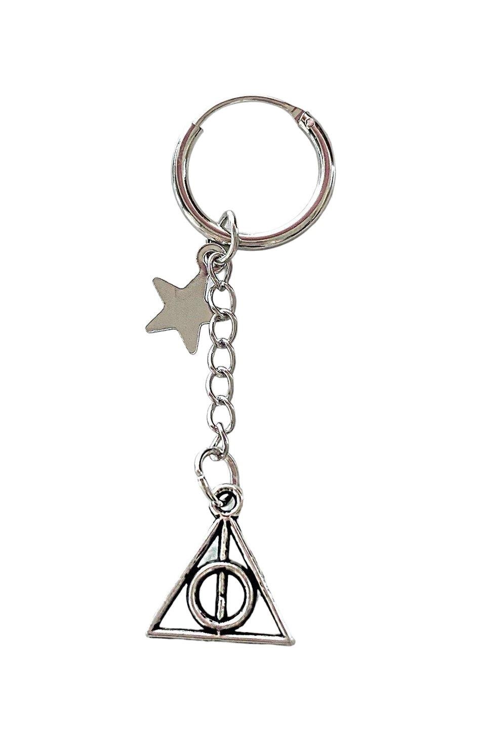 Gümüş Renk Zincir Detaylı Unisex Halka Küpe (Tek)
