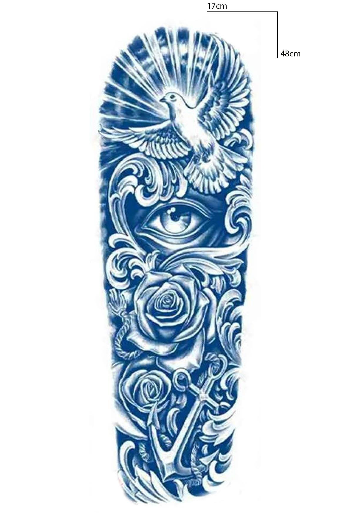 Güvercin Ve Göz Figürlü 12 Saat Sonra Kararan Geçici Kol Dövme Tattoo