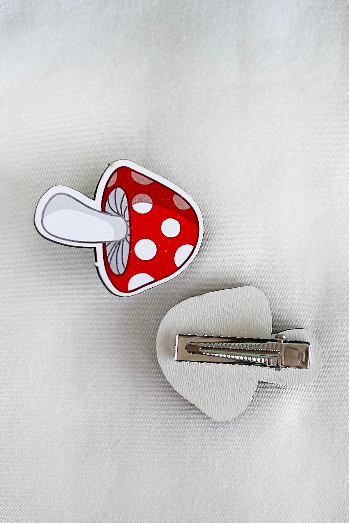 İkili Mantar Figürlü Çocuk Pens Toka Set