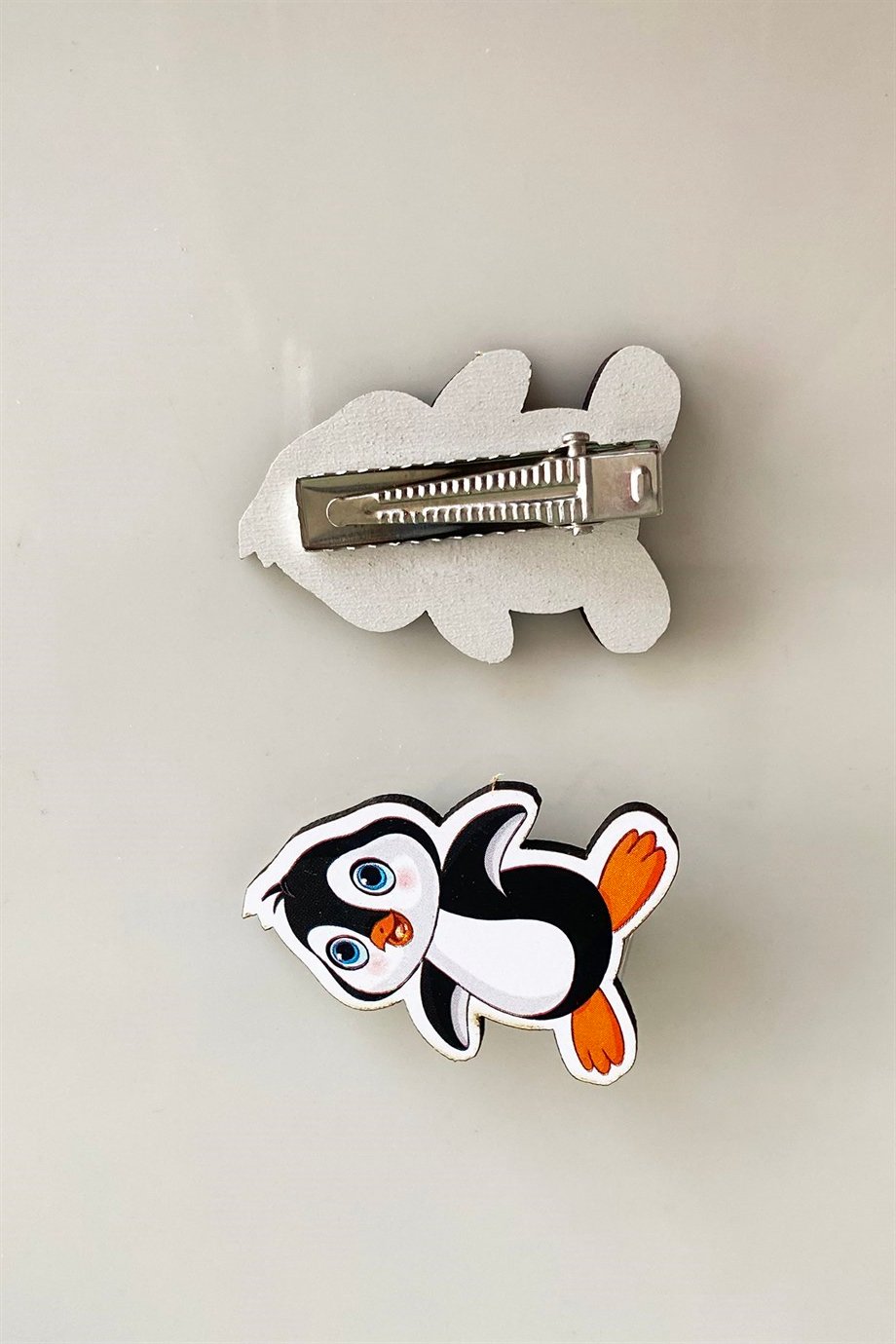 İkili Penguen Figürlü Çocuk Pens Toka Set 