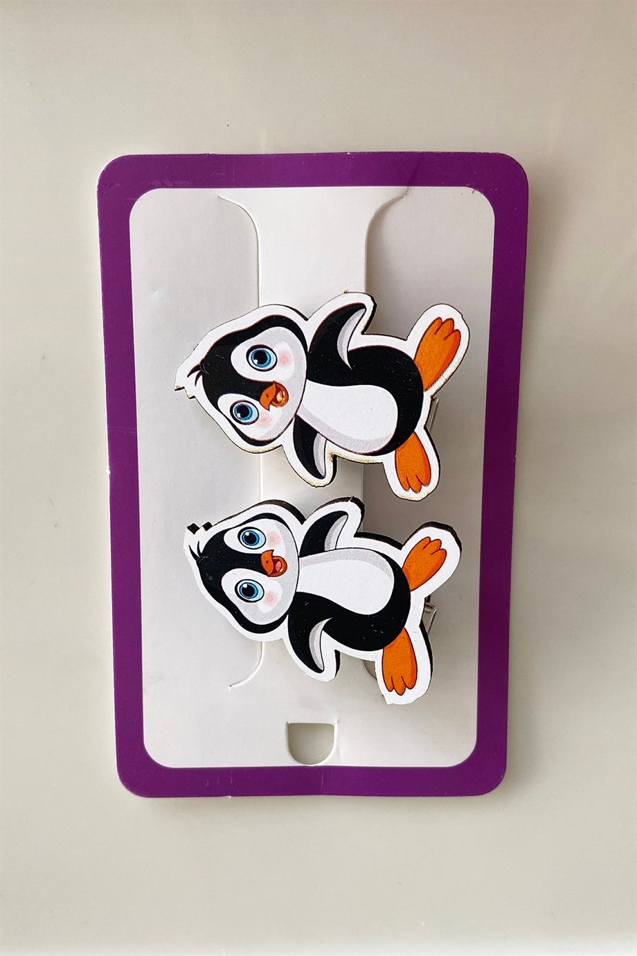 İkili Penguen Figürlü Çocuk Pens Toka Set 