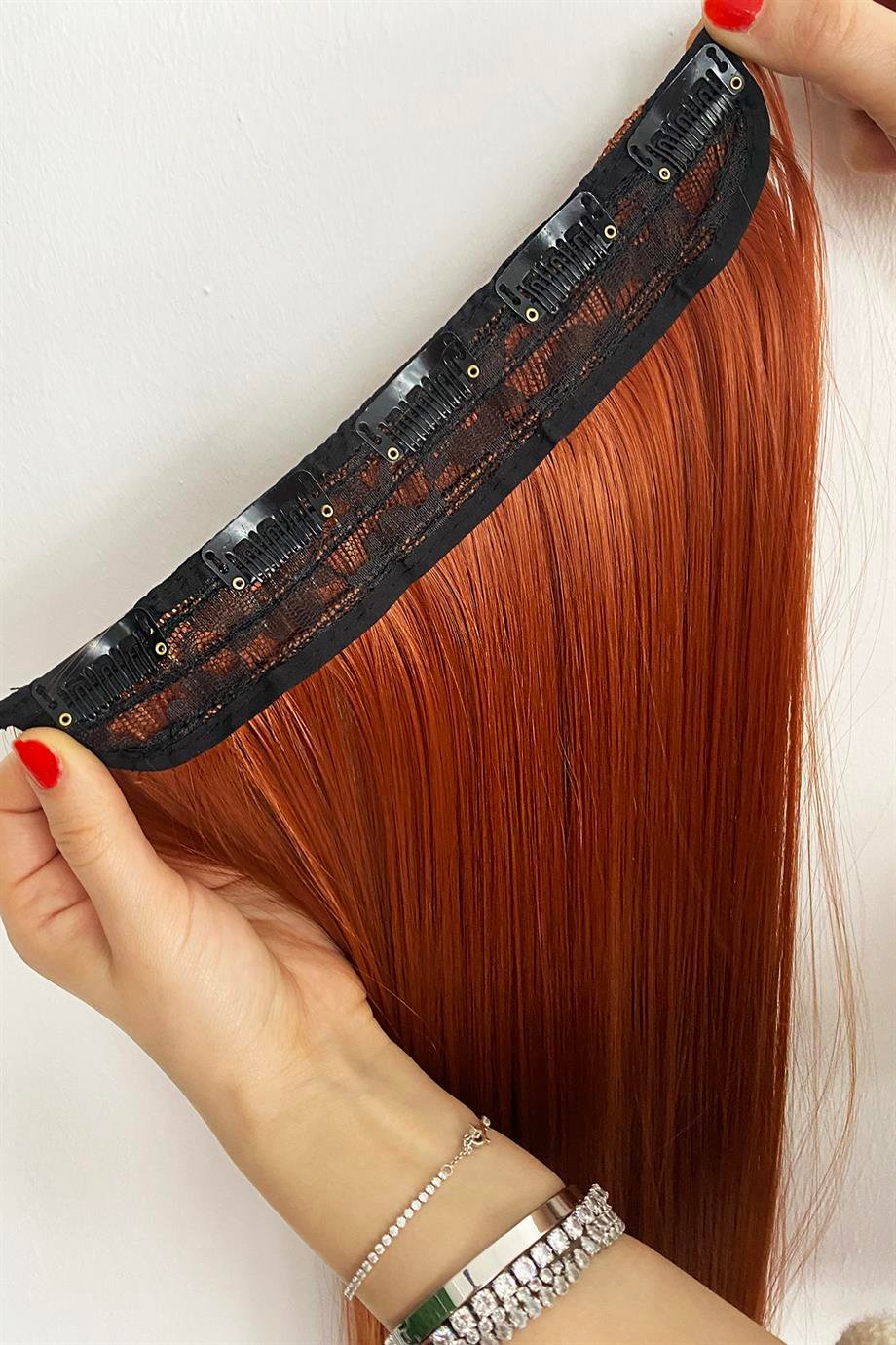 Isıya Dayanıklı Yarım Ay Saç Çıt Çıt / Düz / Bakır / 70Cm / 140Gr (4#)