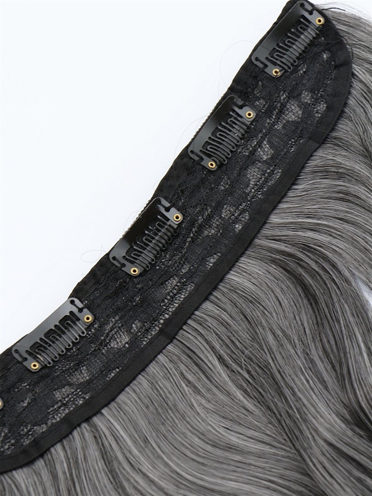 Isıya Dayanıklı Yarımay Çıt Çıt Saç Gri Ombre / Dalgalı / 60 Cm / 110 Gr / HT1BT0960