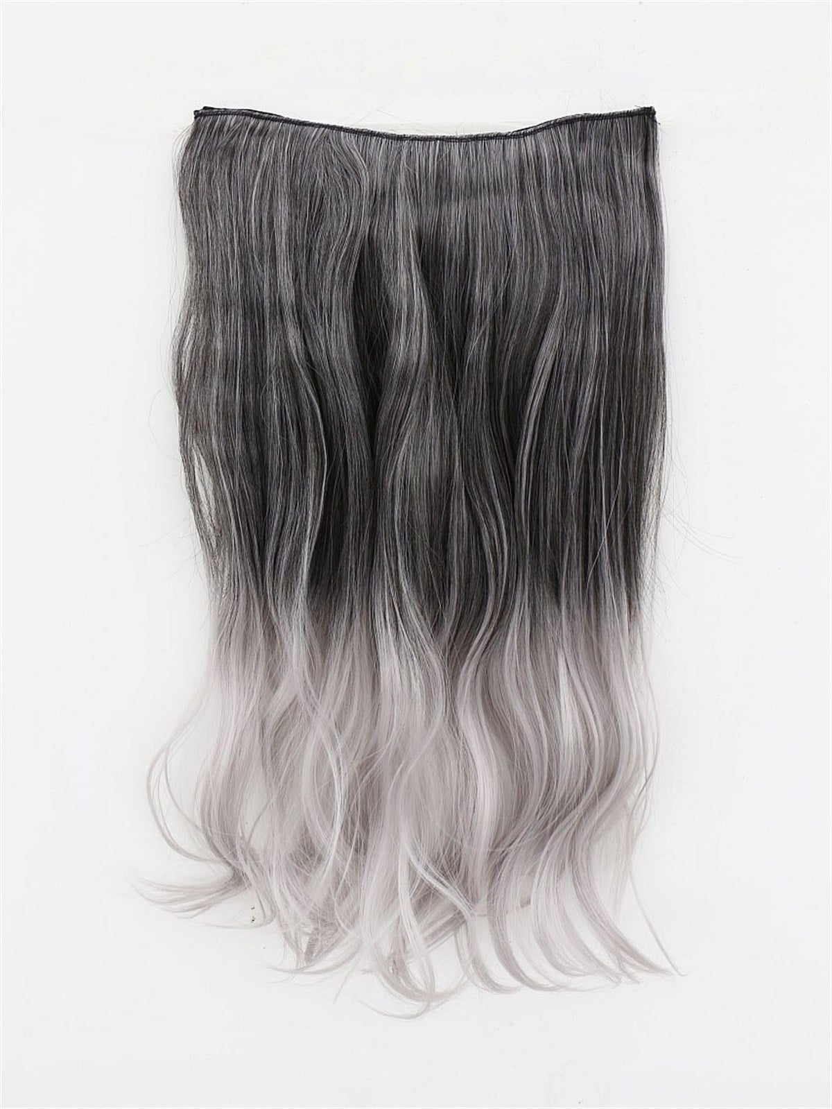 Isıya Dayanıklı Yarımay Çıt Çıt Saç Gri Ombre / Dalgalı / 60 Cm / 110 Gr / HT1BT0960