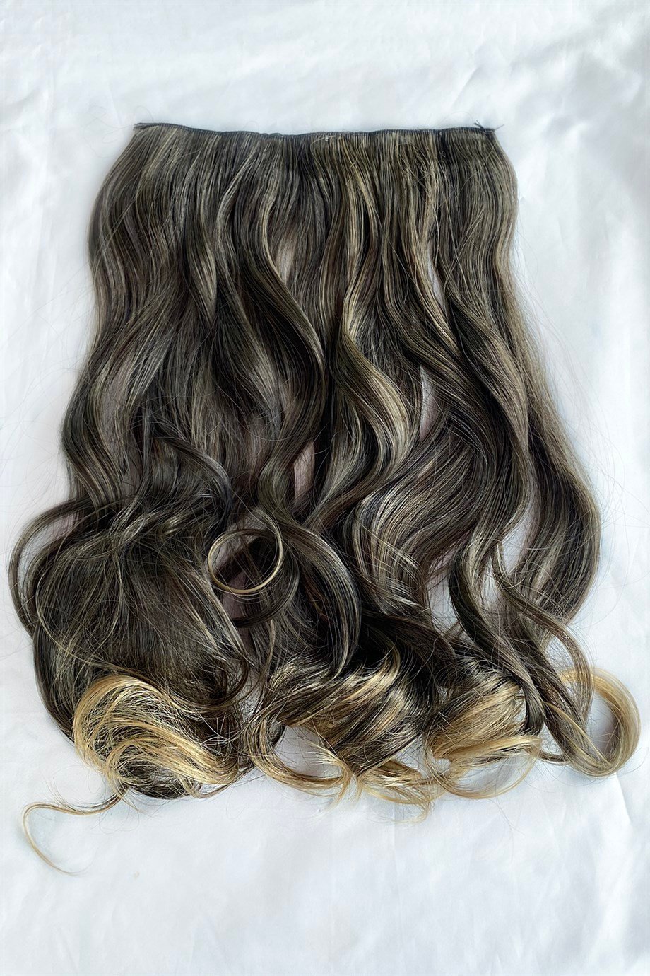 Heat Resistant Half Moon Hair Clip Hair Brown Ombre / Wavy / 60 Cm / 110 Gr / HT2T27