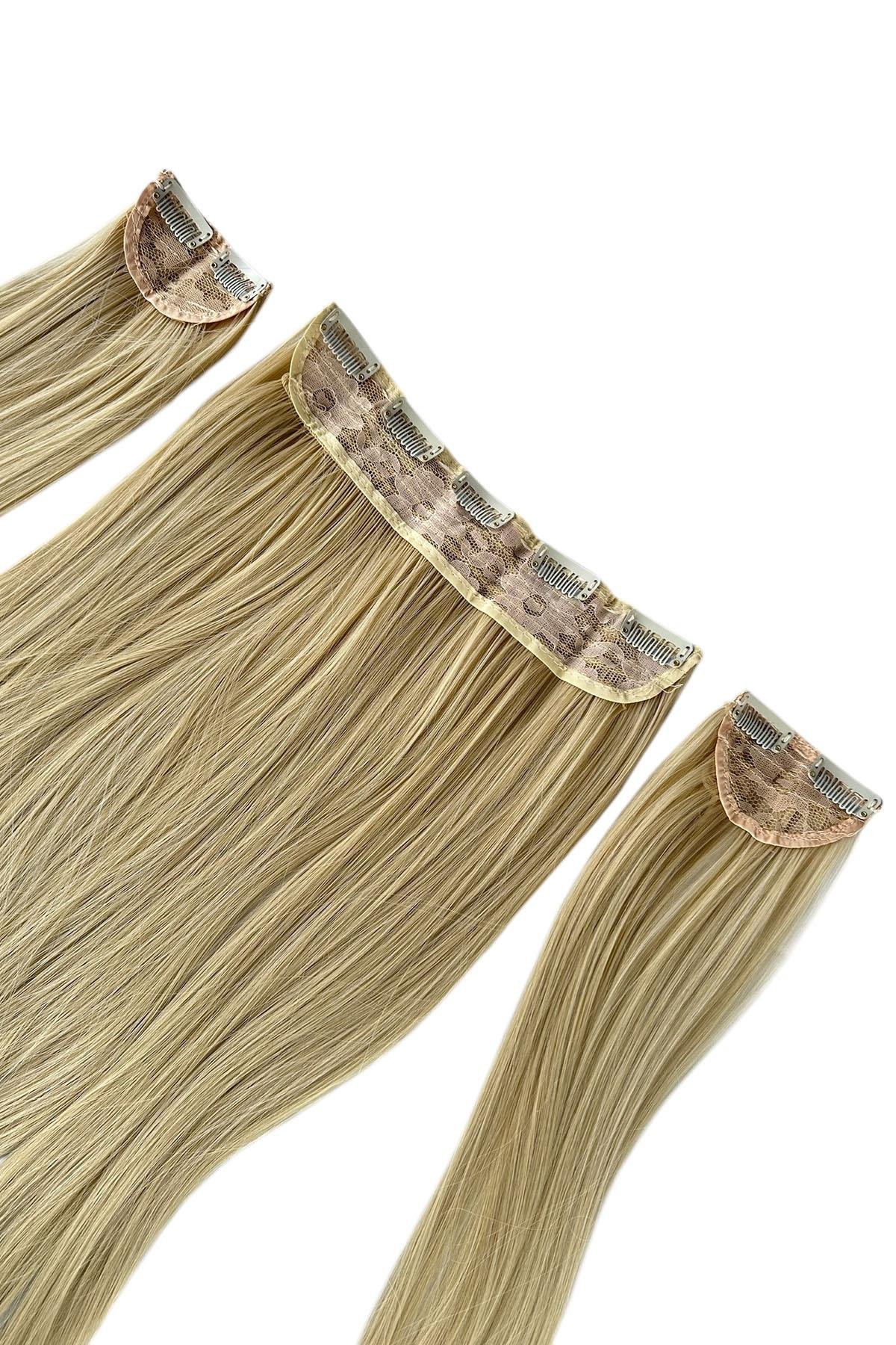 Isıya Dayanıklı Yıkanabilir Yarımay Premium ÇıtÇıt Saç 2# Bal Köpüğü-Duz-65Cm-231 Gr-2 Adet YanÇıtÇıtSaç